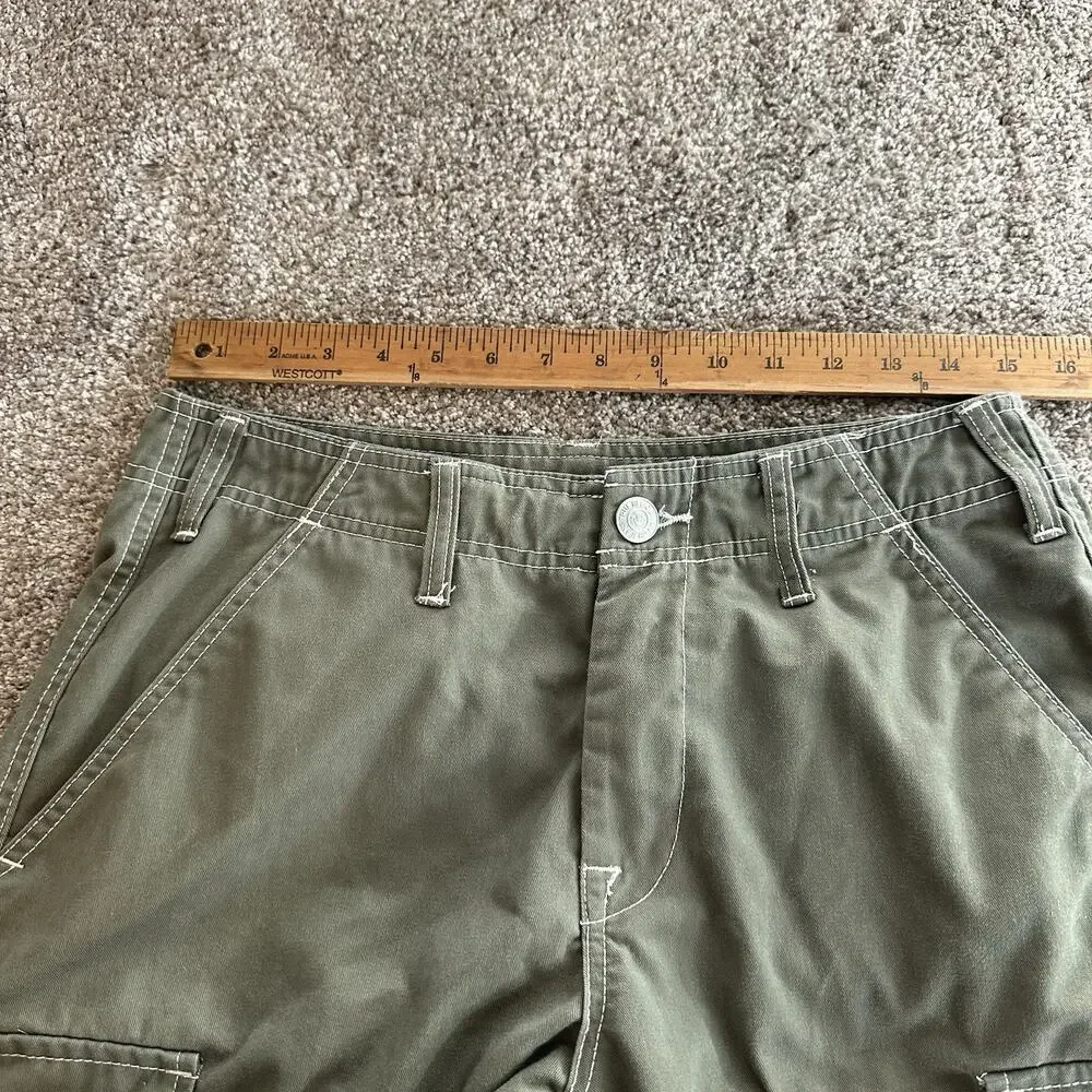 True Religion Green Cargo Pants Mens 30x32 Corpcore Grunge Punk Y2K Style Baggy